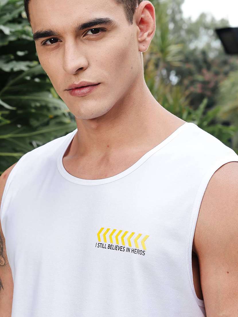 men white placement print round neck vest - 21983109 -  Standard Image - 6