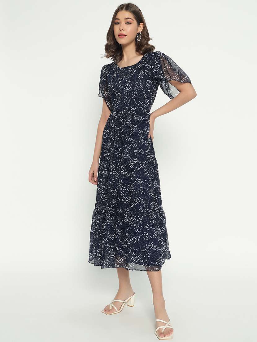 women printed puff sleeve tiered dress - 21983130 -  Standard Image - 1