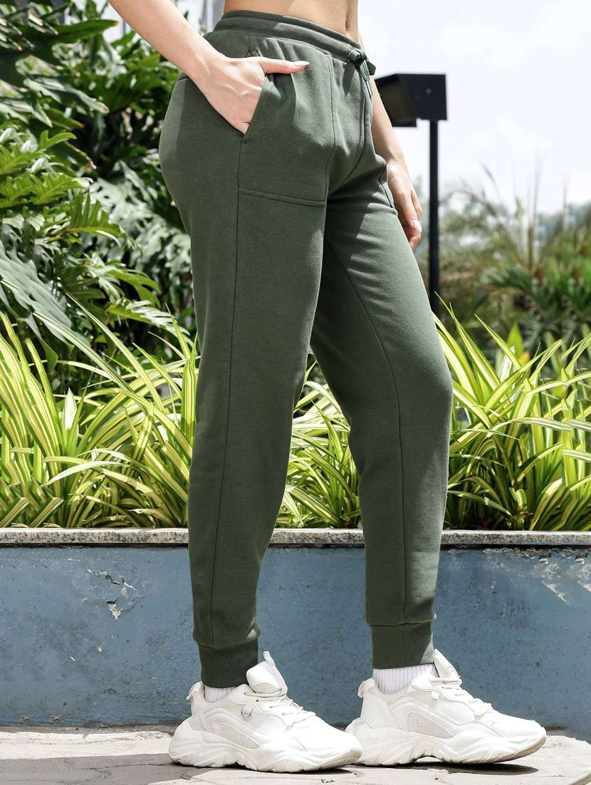 women solid mid rise regular fit jogger - 21983137 - Standard Image - 1