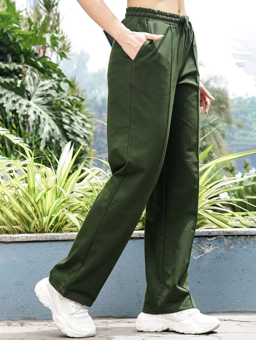 women solid mid rise relaxed fit track pant - 21983140 - Standard Image - 1