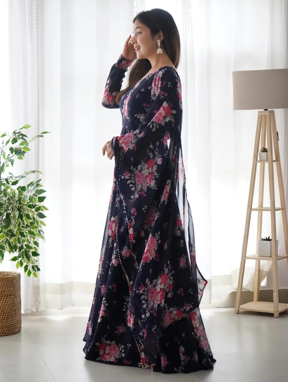 women floral print anarkali kurta and dupatta set - 21983148 -  Standard Image - 1