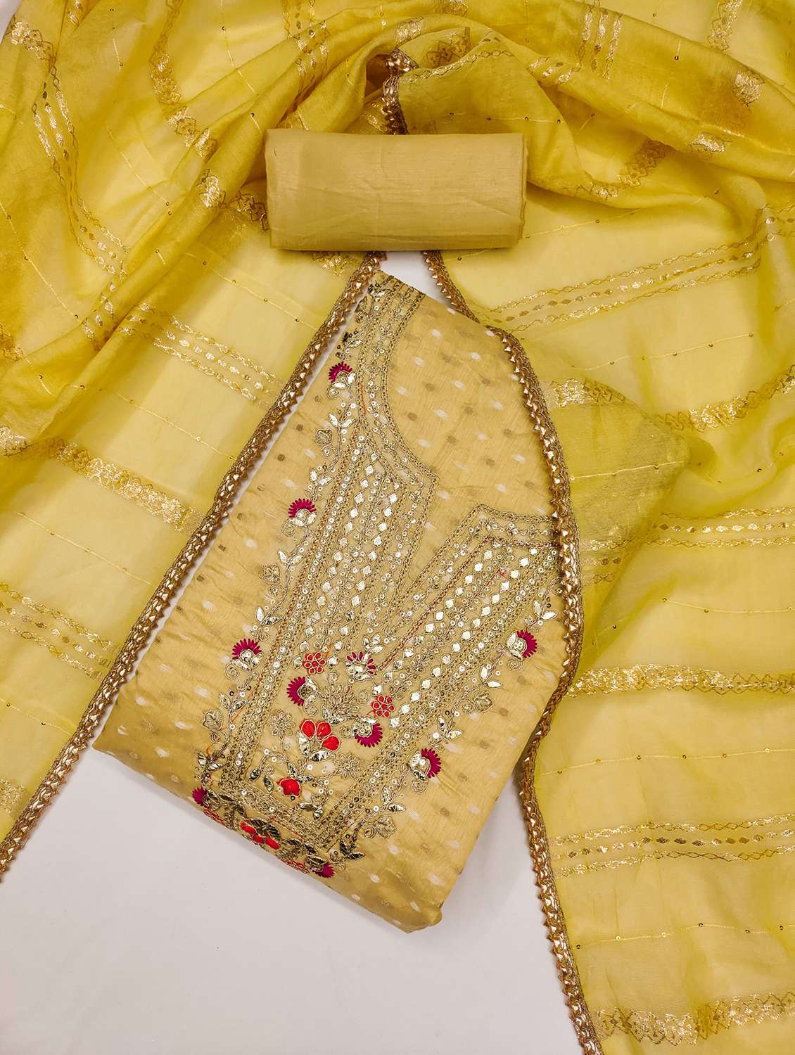 women self design embroidered unstitched suit set - 21983340 -  Standard Image - 1