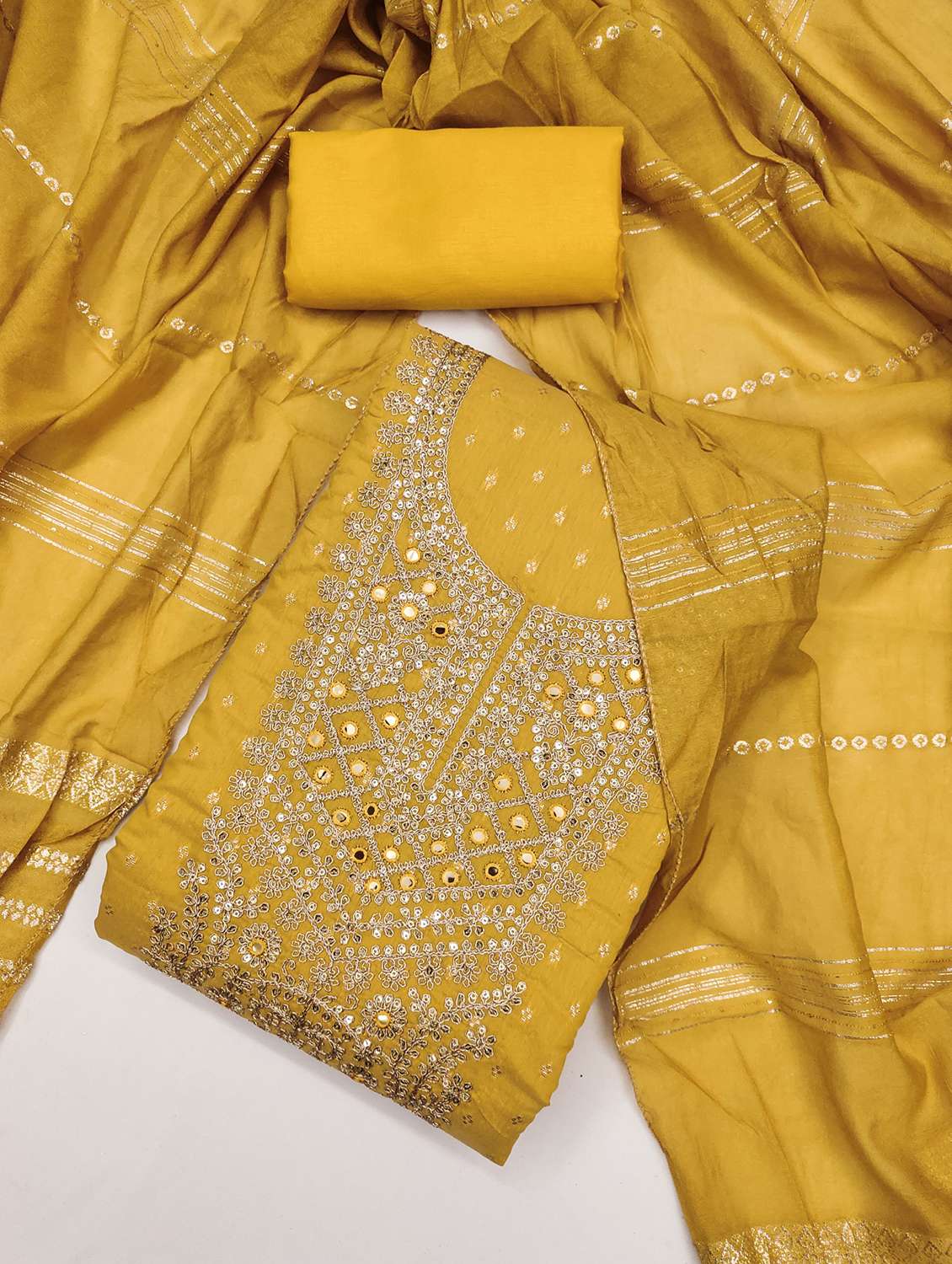 women self design embroidered unstitched suit set - 21983344 -  Standard Image - 1