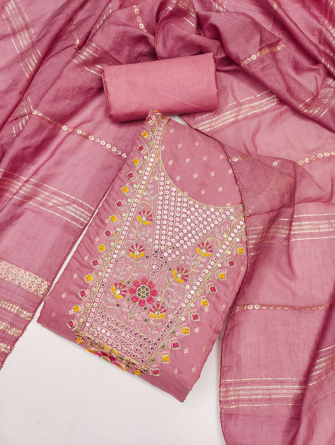 women self design embroidered unstitched suit set - 21983345 -  Standard Image - 1