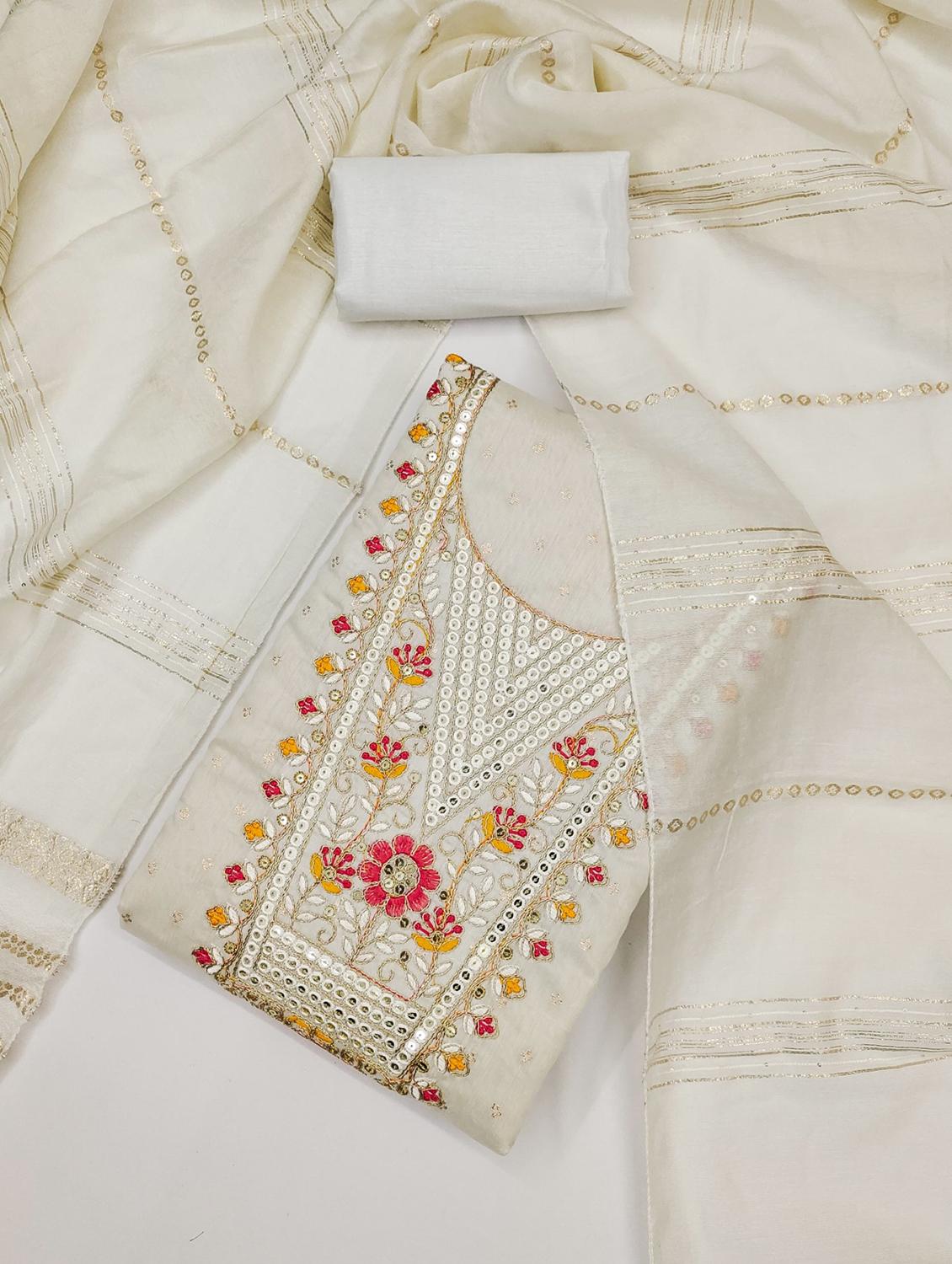 women self design embroidered unstitched suit set - 21983347 -  Standard Image - 1