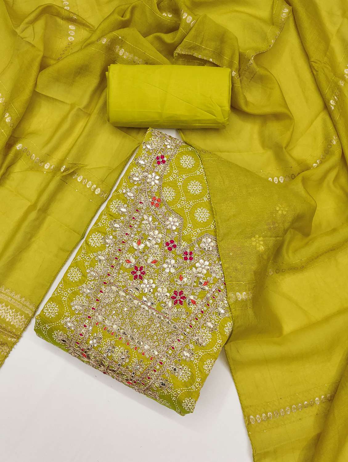 women self design embroidered unstitched suit set - 21983351 -  Standard Image - 1