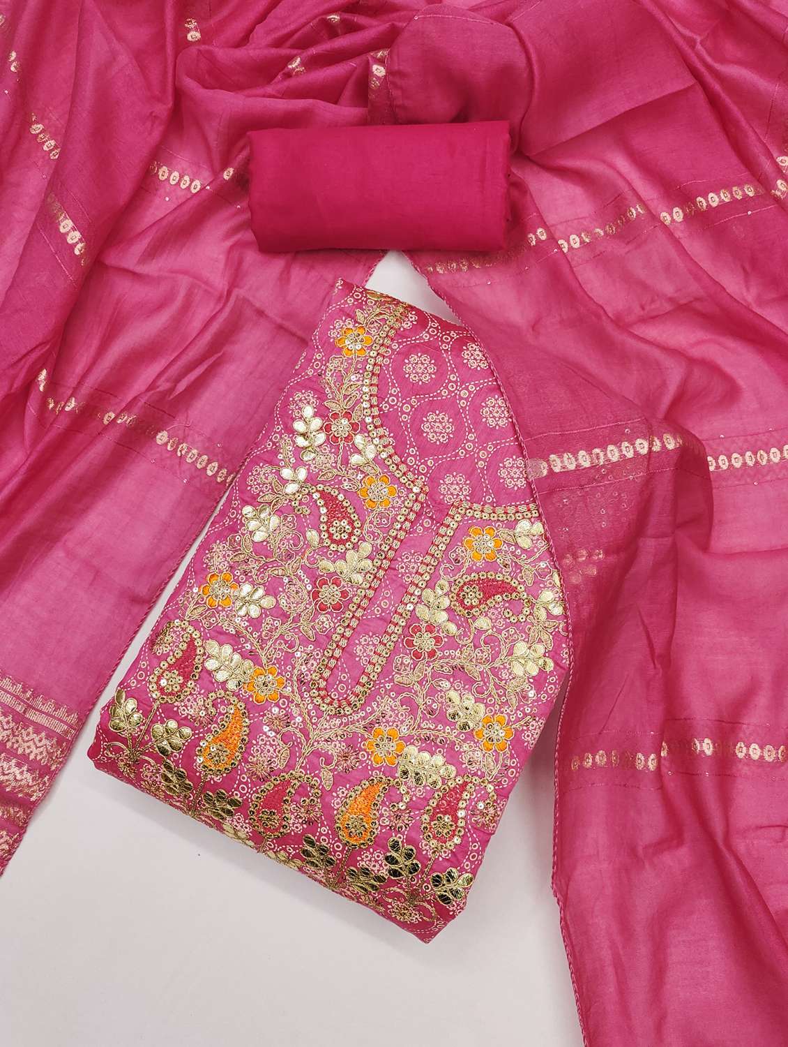 women printed embroidered unstitched suit set - 21983353 -  Standard Image - 1