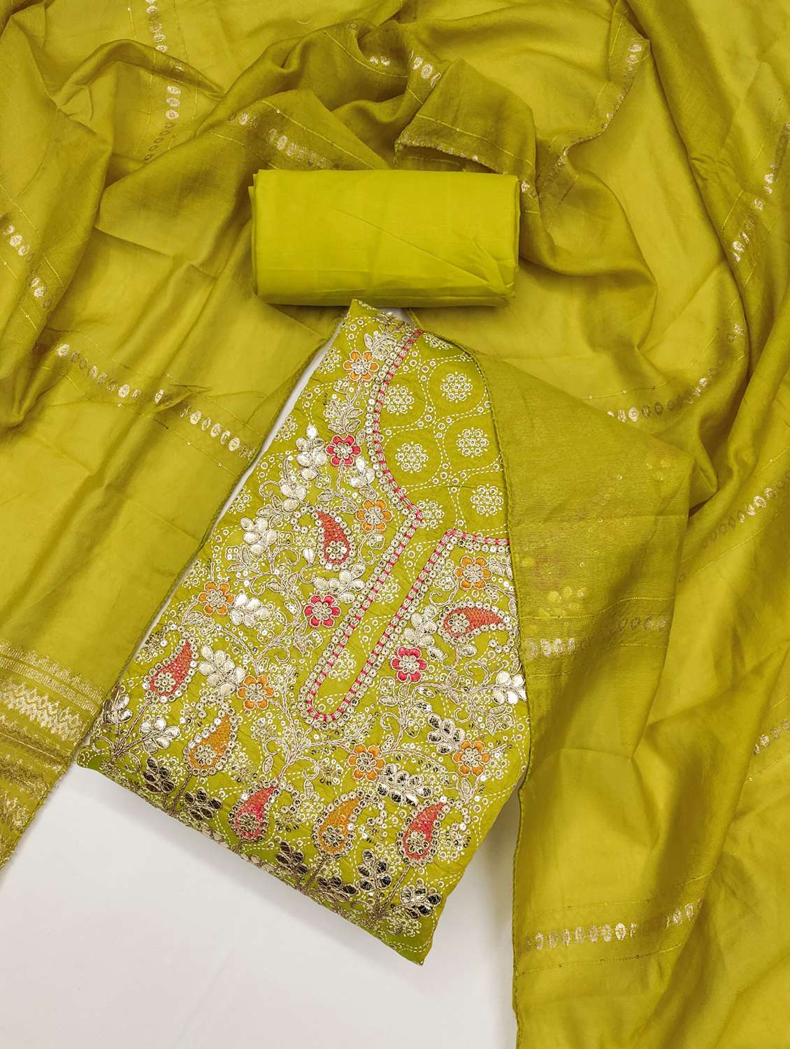 women printed embroidered unstitched suit set - 21983355 -  Standard Image - 1