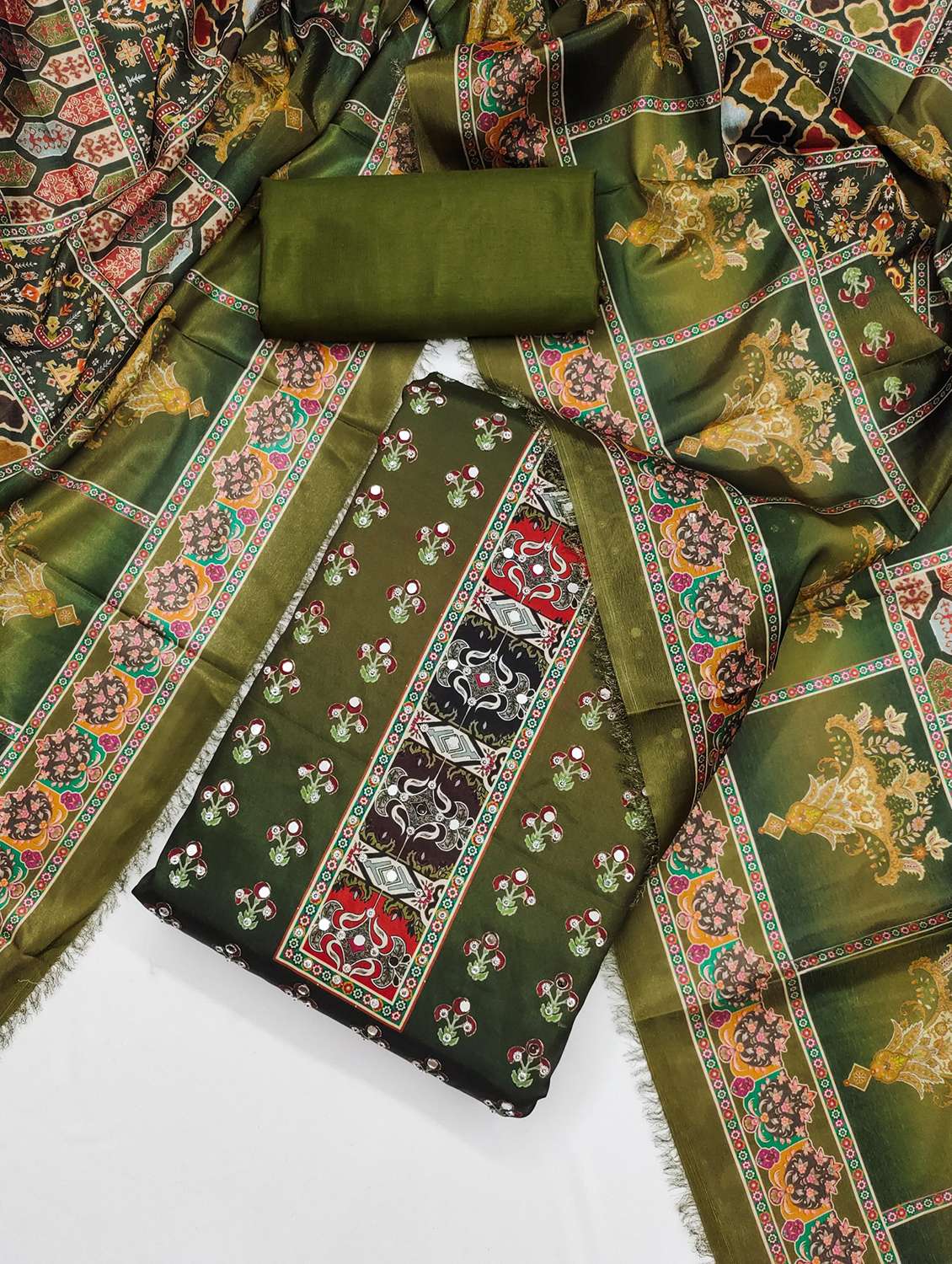 women printed embellished unstitched suit set - 21983363 -  Standard Image - 1