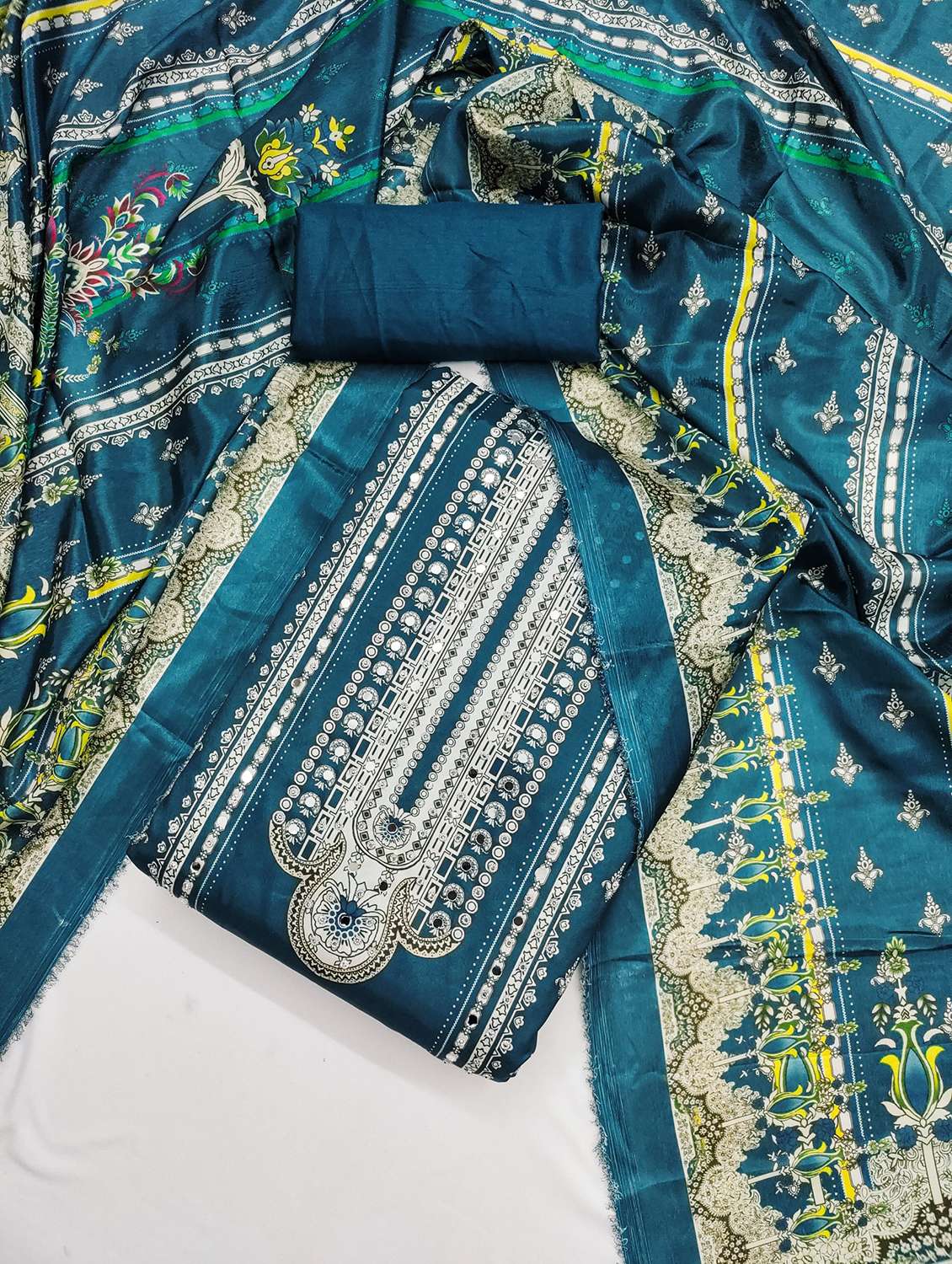 women printed embellished unstitched suit set - 21983370 -  Standard Image - 1