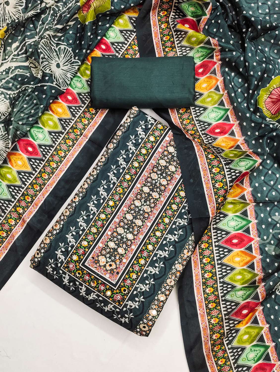 women printed embellished unstitched suit set - 21983380 -  Standard Image - 1