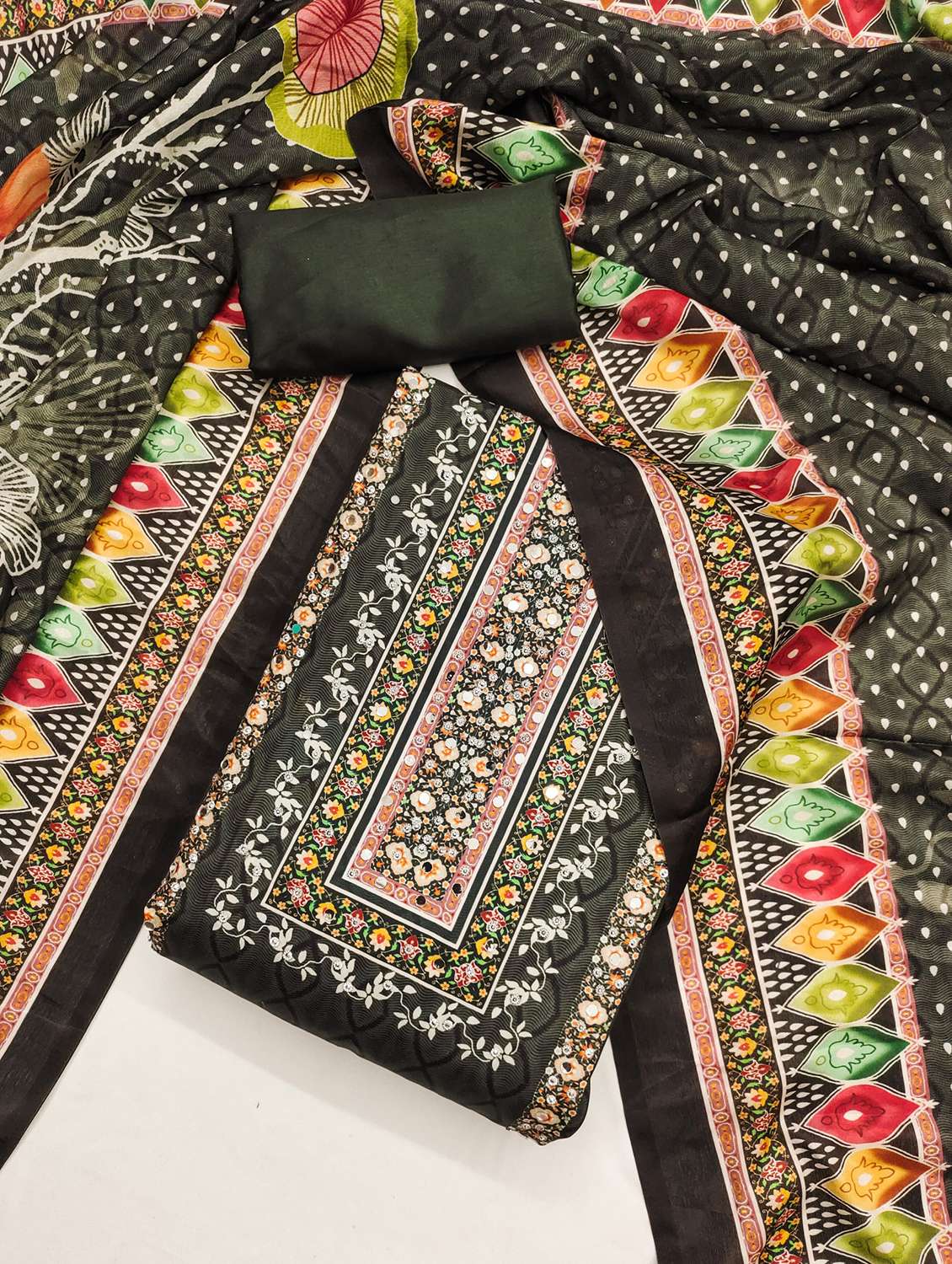 women printed embellished unstitched suit set - 21983381 -  Standard Image - 1