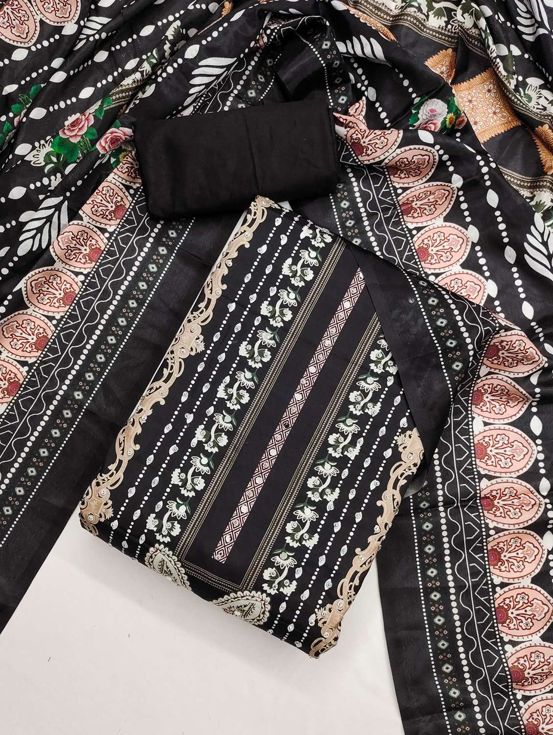 women printed embellished unstitched suit set - 21983382 -  Standard Image - 1