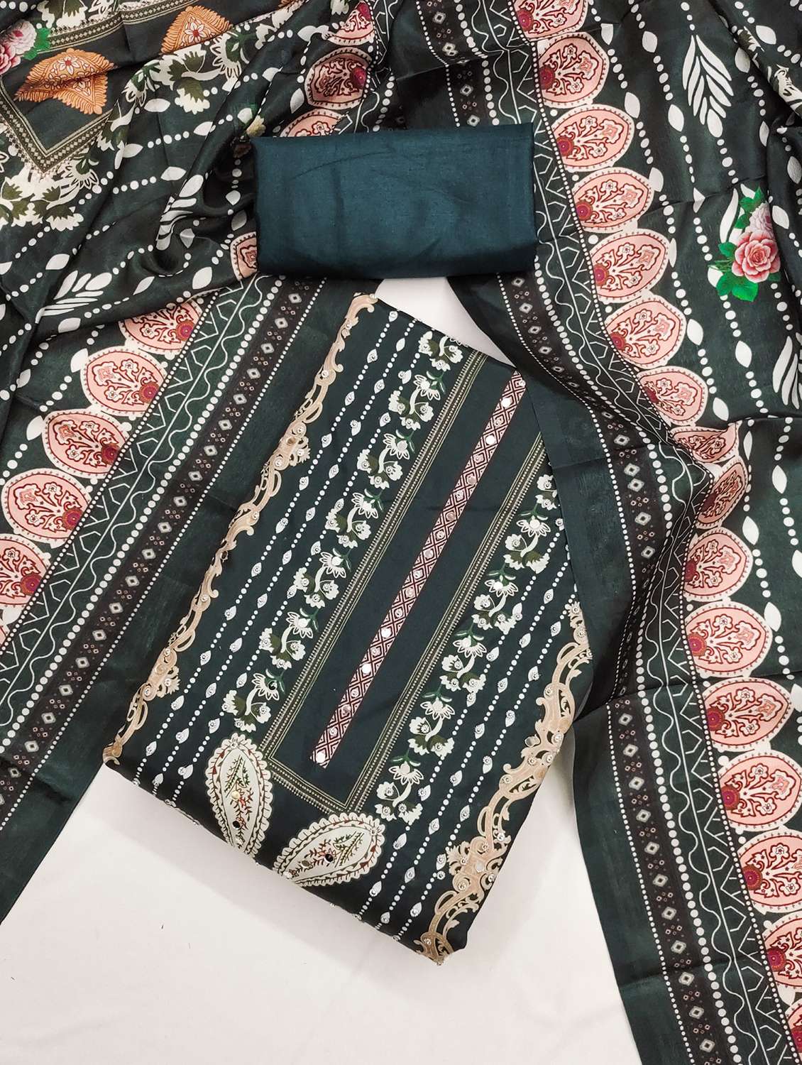 women printed embellished unstitched suit set - 21983383 -  Standard Image - 1