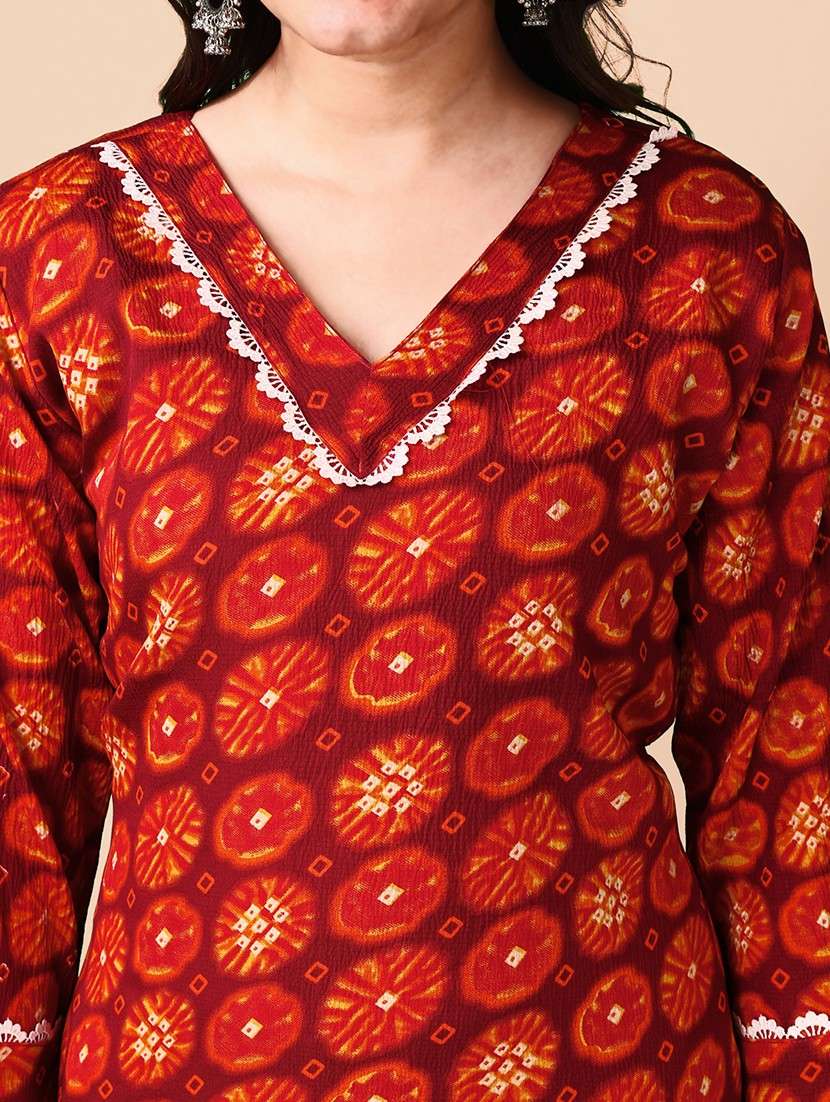 women printed three quarter sleeve kurta pant set - 21983416 -  Standard Image - 4