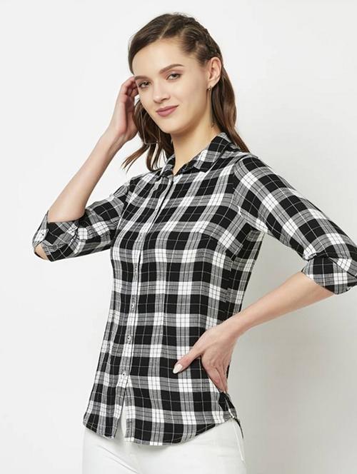 women checkered collared regular fit shirt - 21983437 - Standard Image - 0