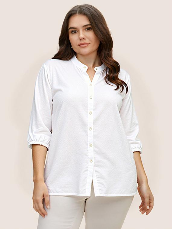 women white solid mandarin collar regular fit shirt - 21983452 -  Zoom Image - 0