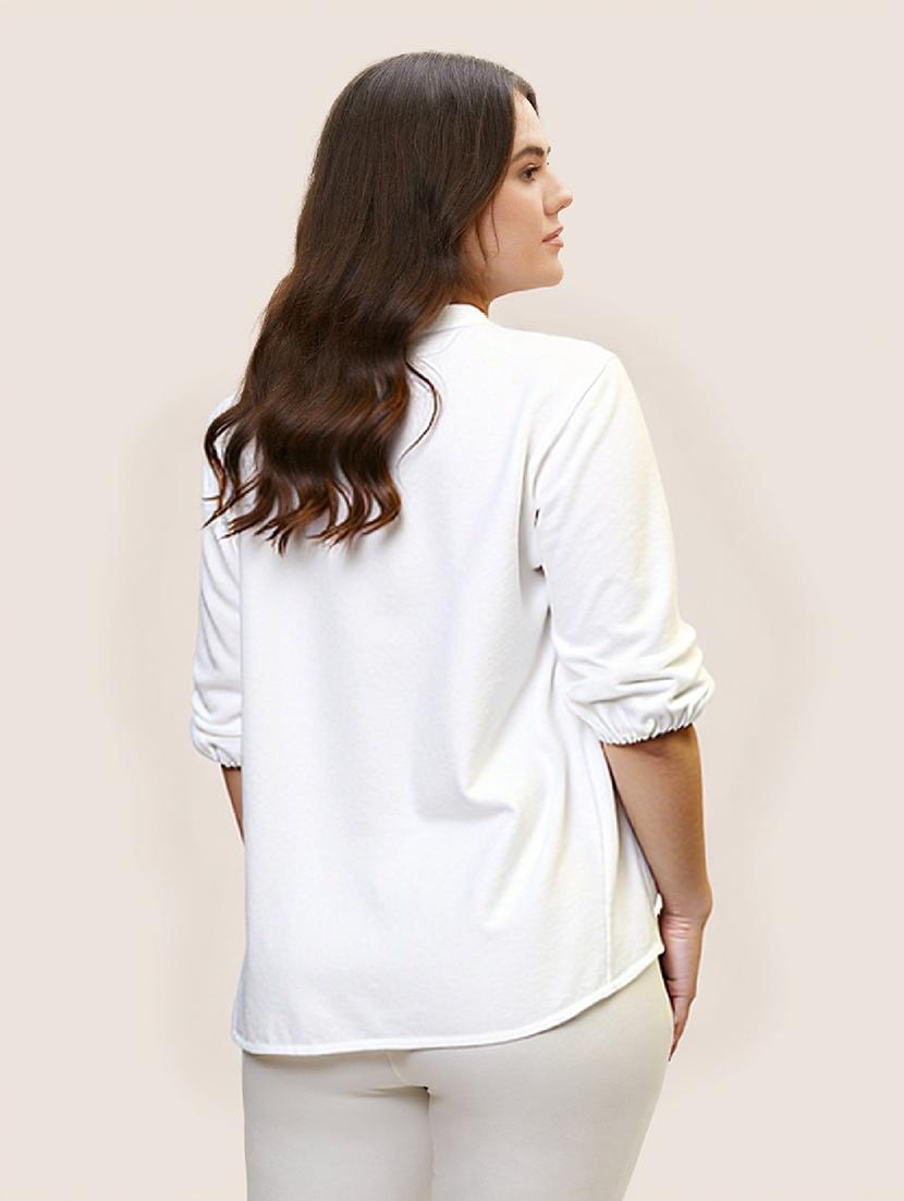 women white solid mandarin collar regular fit shirt - 21983452 -  Standard Image - 1