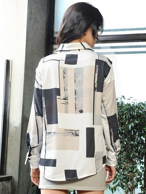 women printed long sleeve collared shirt - 21983497 - Standard Image - 1