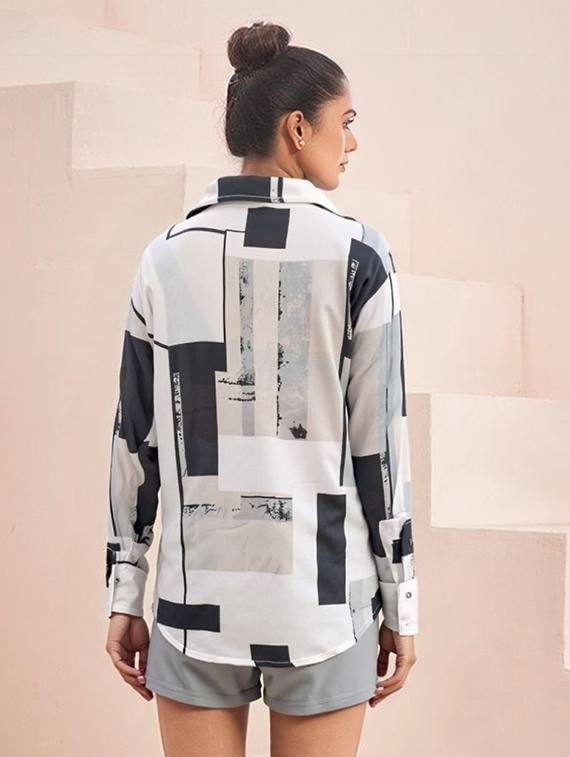 women printed long sleeve collared shirt - 21983502 -  Standard Image - 1