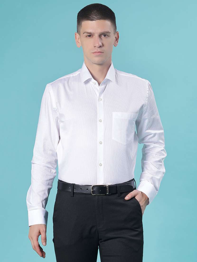 men solid collared long sleeve shirt