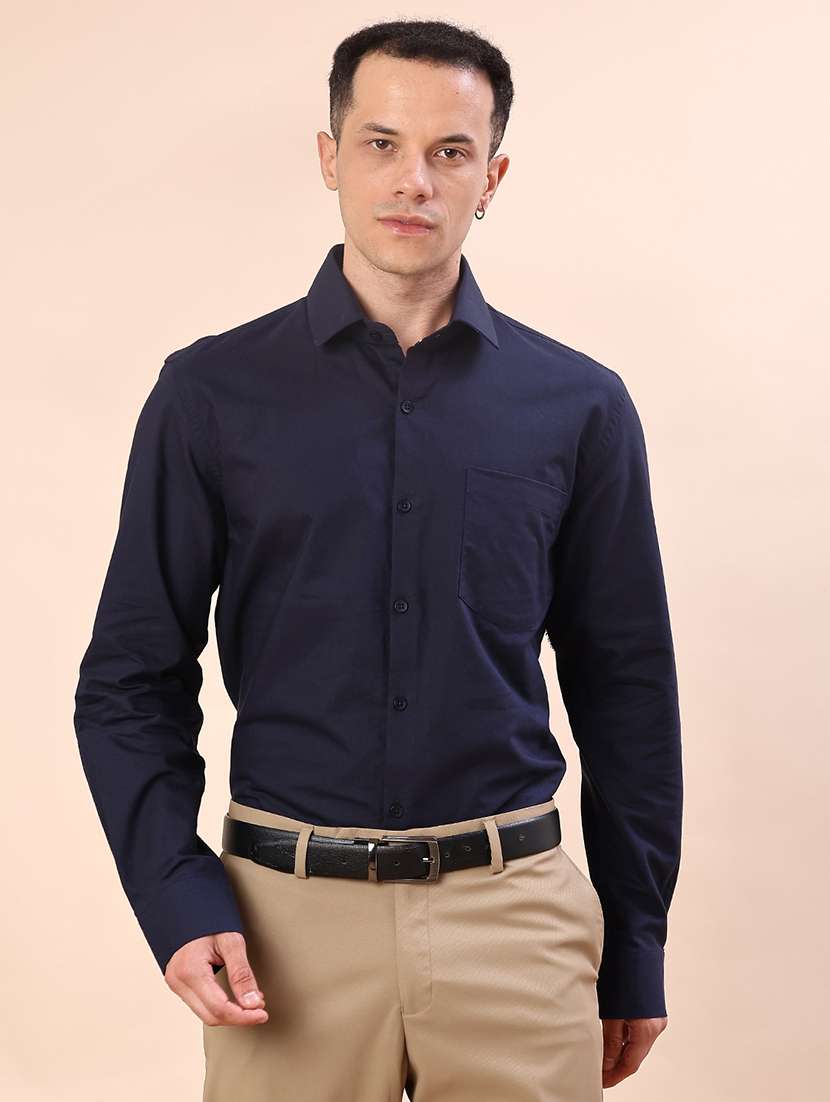men solid collared long sleeve shirt - 21983526 -  Standard Image - 1