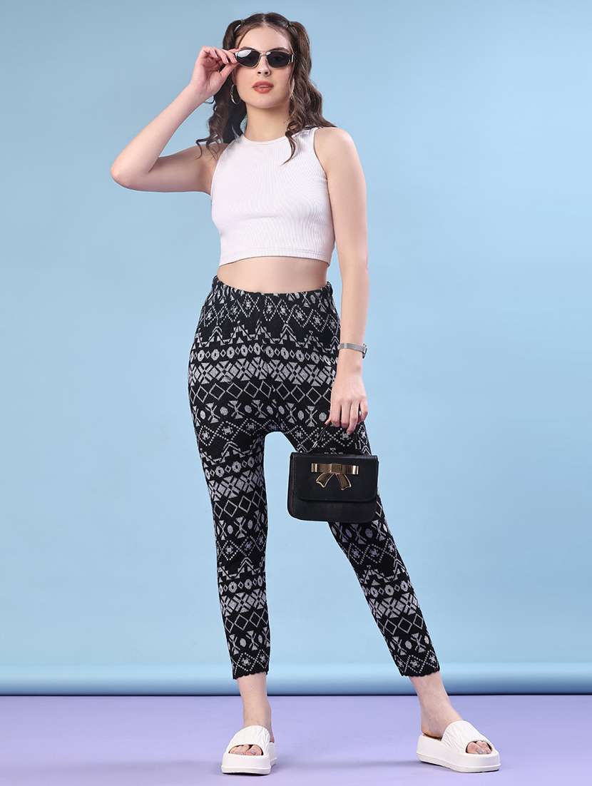 women self design ankle length woolen leggings - 21983531 -  Standard Image - 4
