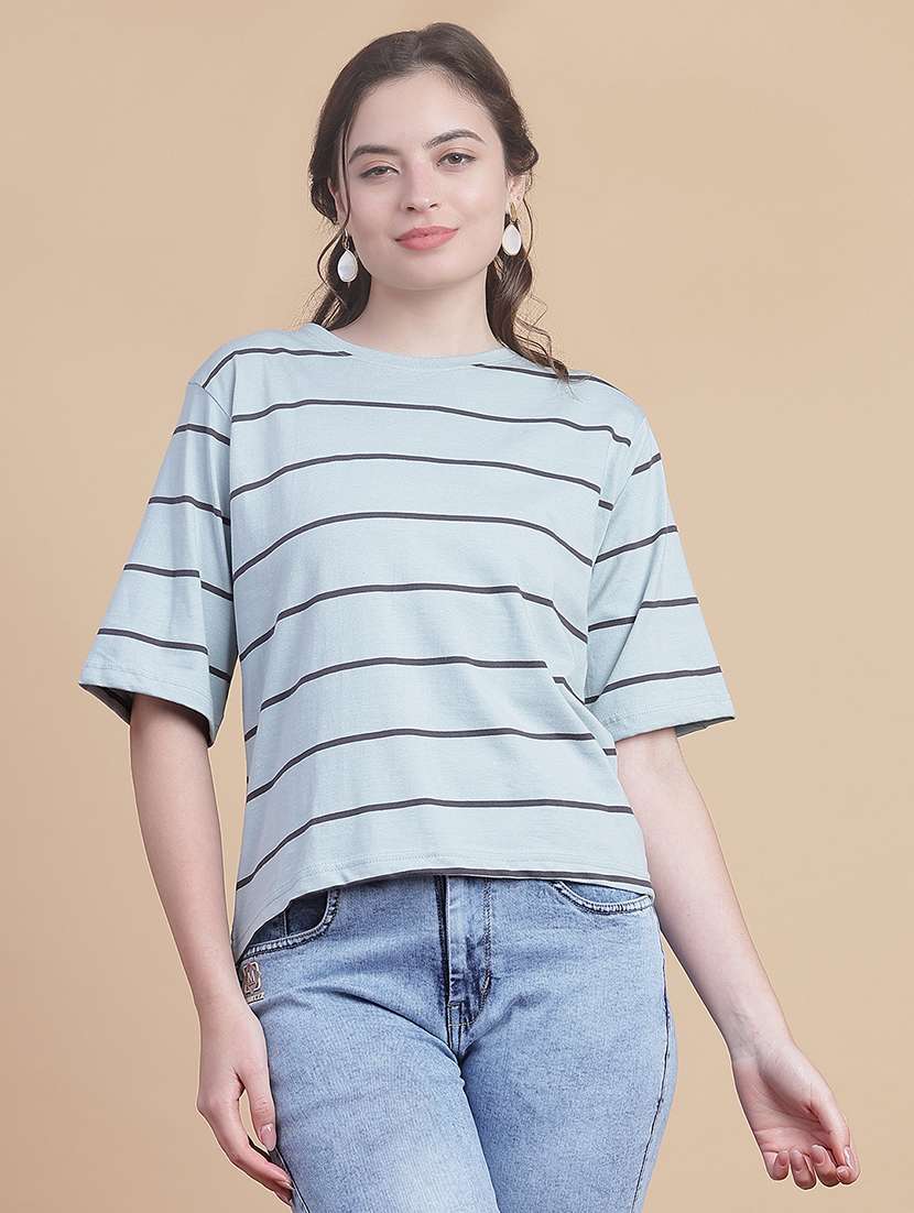 women striped short sleeve oversized t-shirt