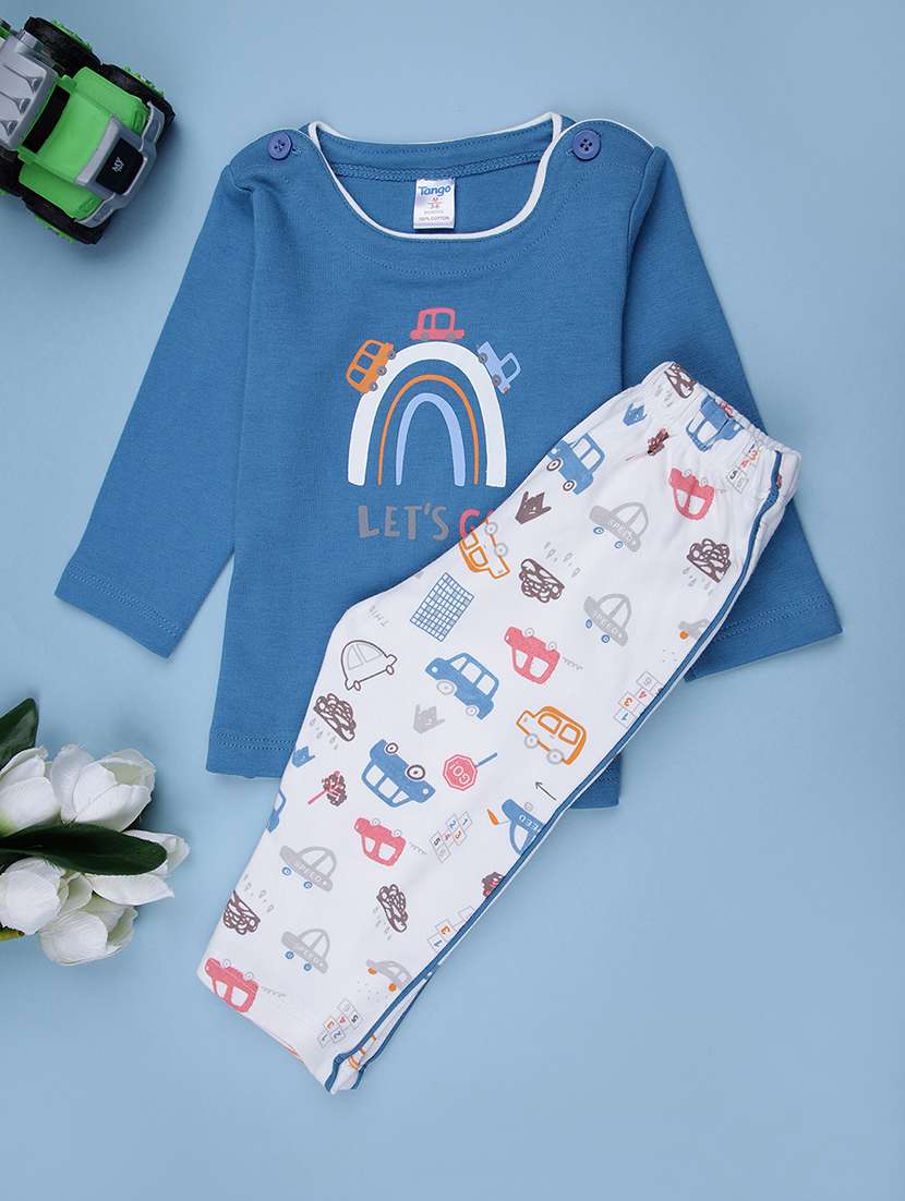 boys printed long sleeve full length set