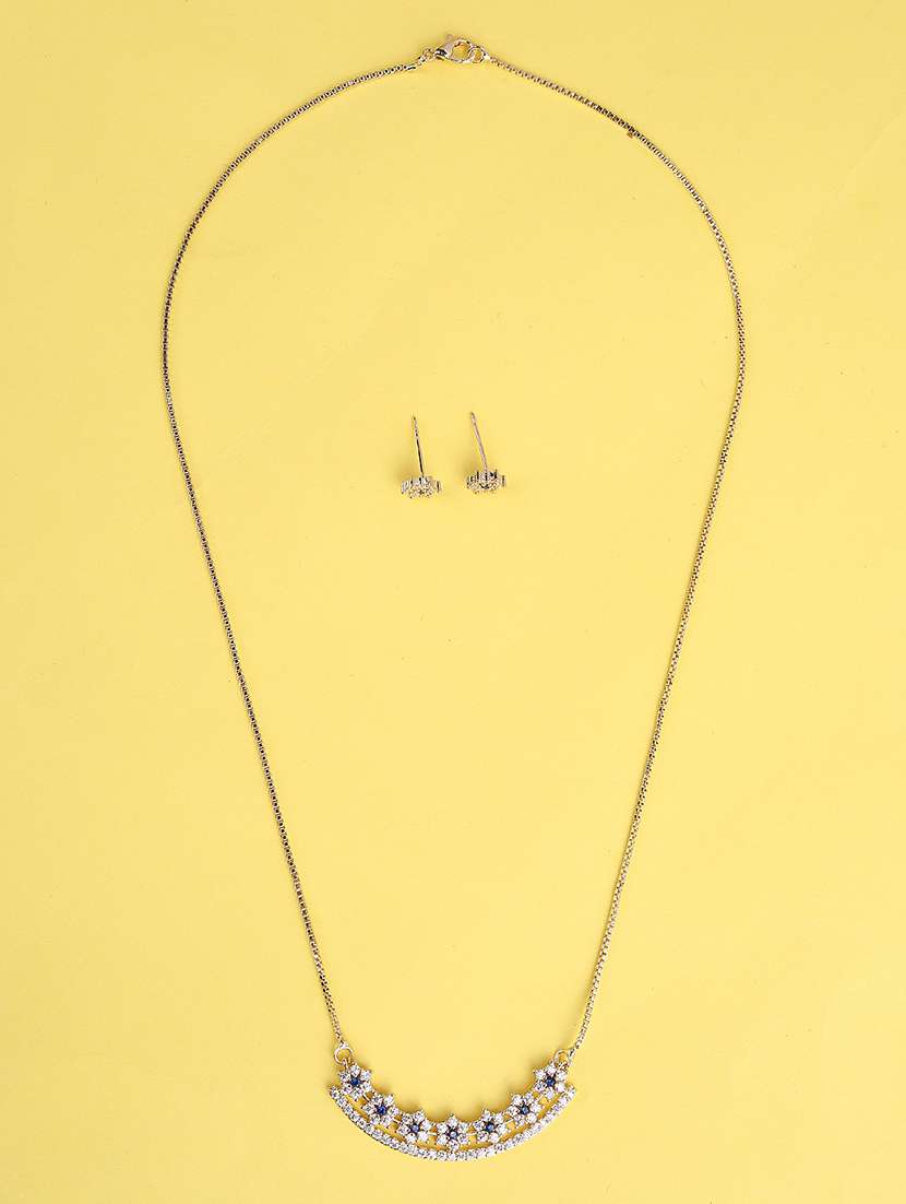 blue stone silver necklace and earring set