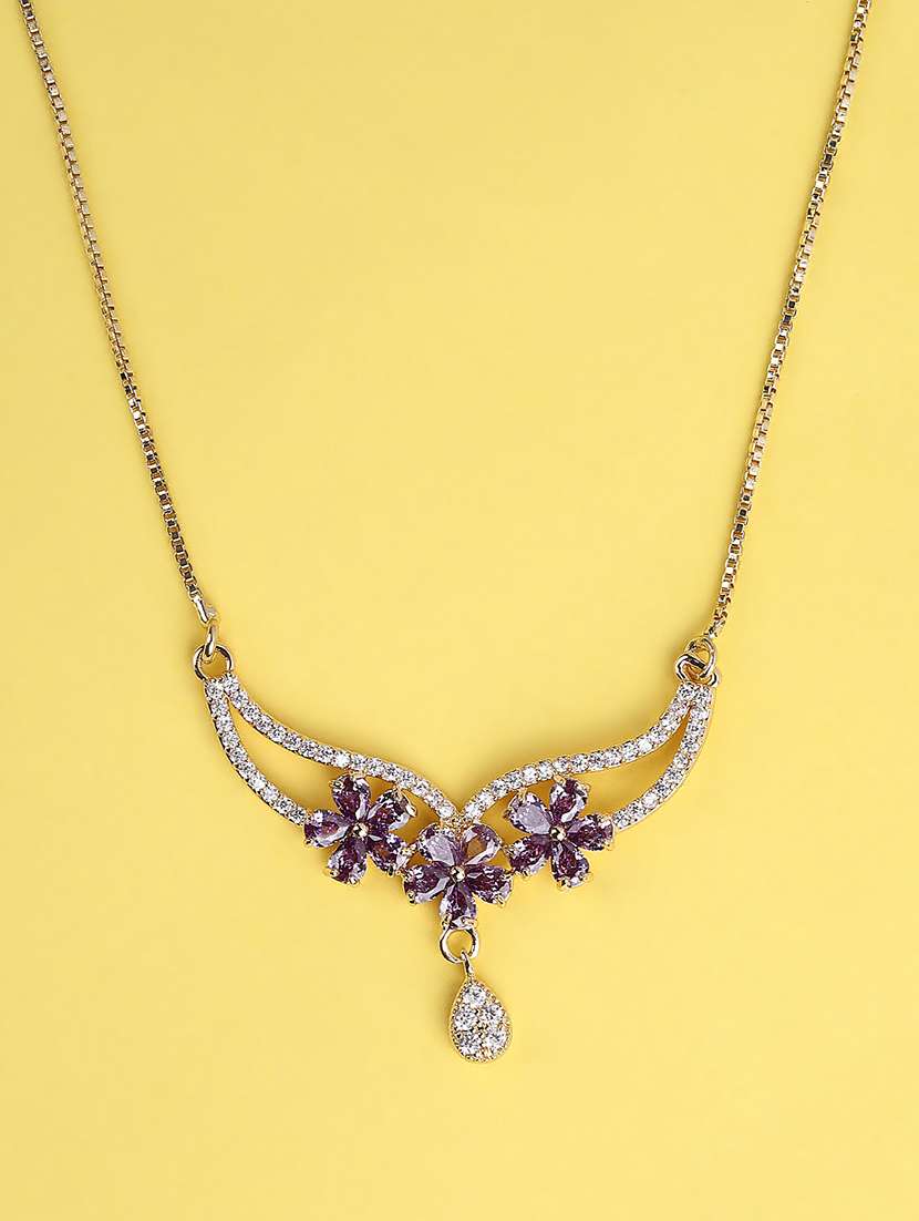 purple crystal flower necklace and earring set - 21983604 -  Standard Image - 1