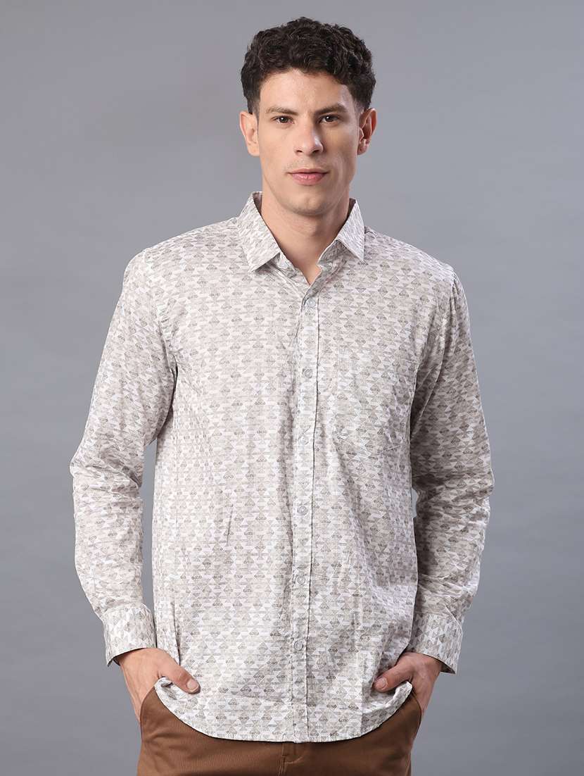 men printed long sleeve regular fit casual shirt - 21983694 -  Standard Image - 1