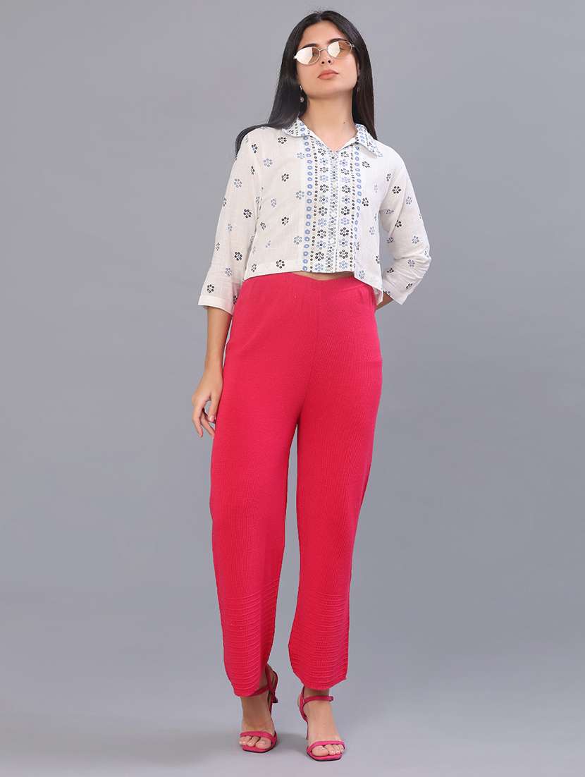 women solid mid rise palazzo - 21983716 -  Standard Image - 4