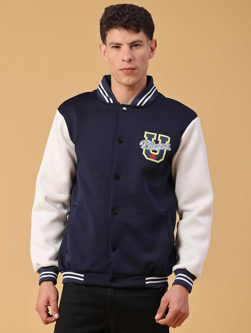 Men Color Blocked Long Sleeve Varsity Jacket - 21983738 -  Standard Image - 1