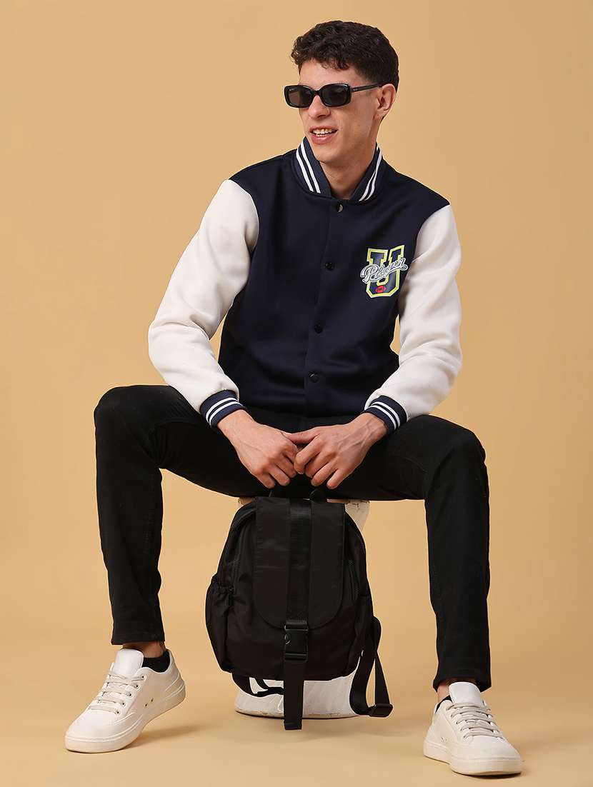 Men Color Blocked Long Sleeve Varsity Jacket - 21983738 -  Standard Image - 4