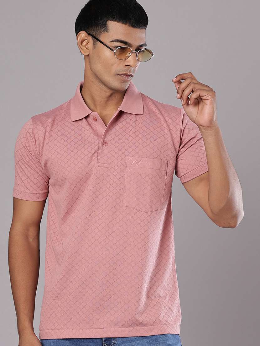 men self design short sleeve regular fit polo t-shirt