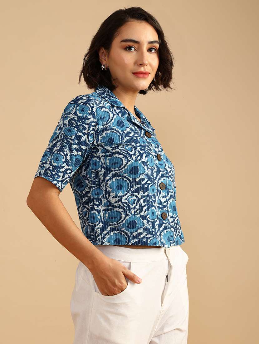 women printed short sleeve regular fit shirt - 21983816 -  Standard Image - 1