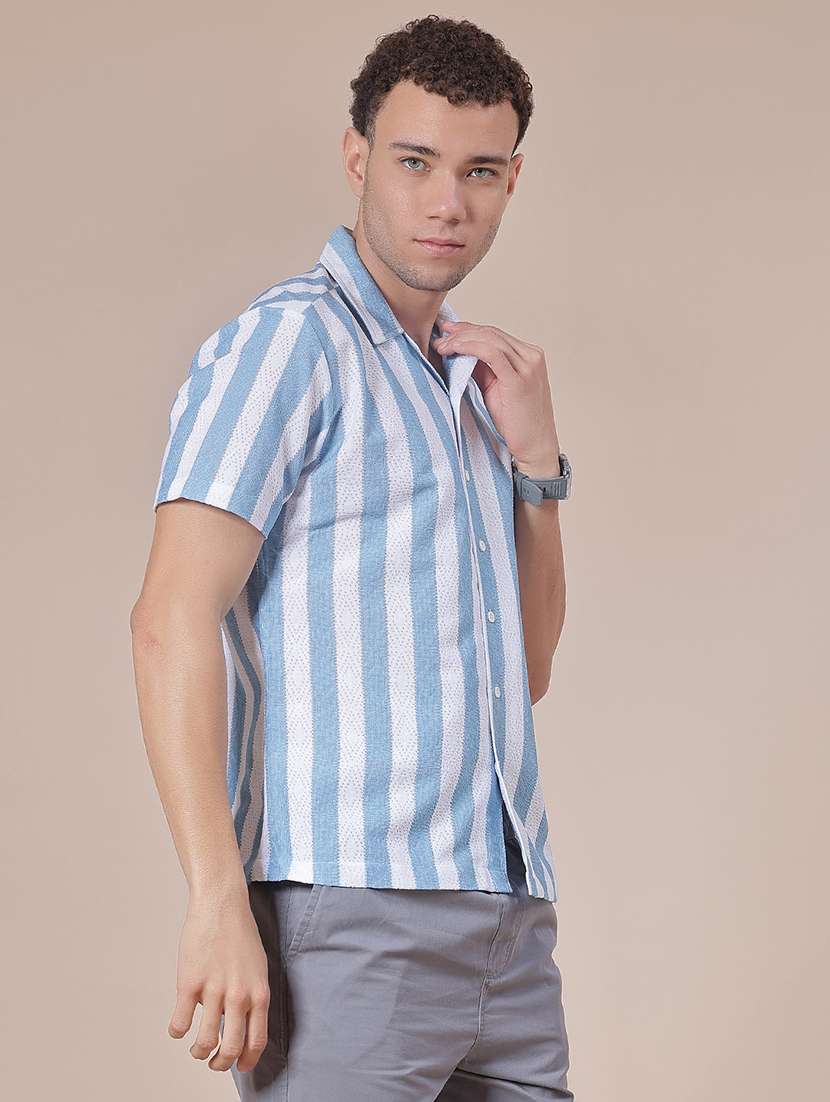men striped short sleeve regular fit casual shirt - 21983860 -  Standard Image - 1