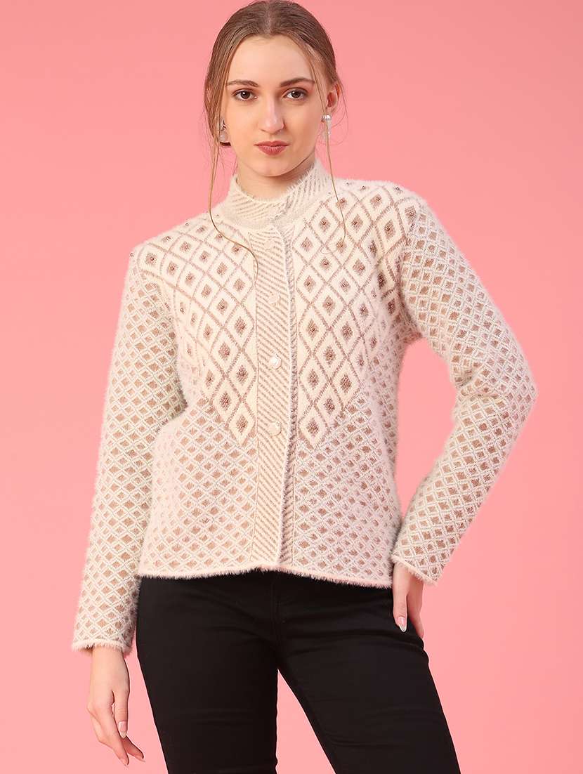 women self design long sleeve cardigan - 21983863 -  Standard Image - 1