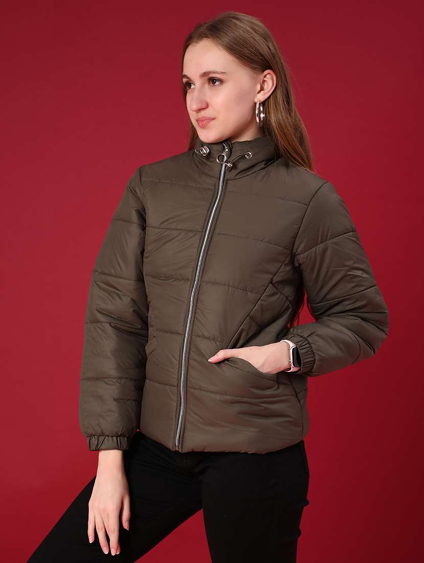 women solid long sleeve puffer jacket - 21983875 -  Standard Image - 1
