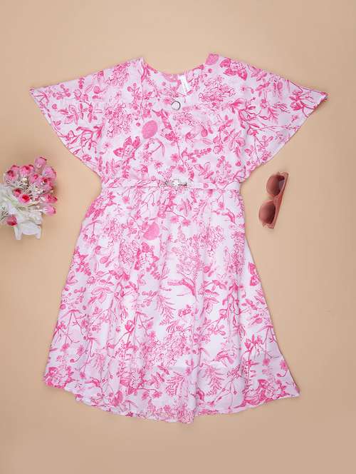 girls printed bell sleeve flared frock