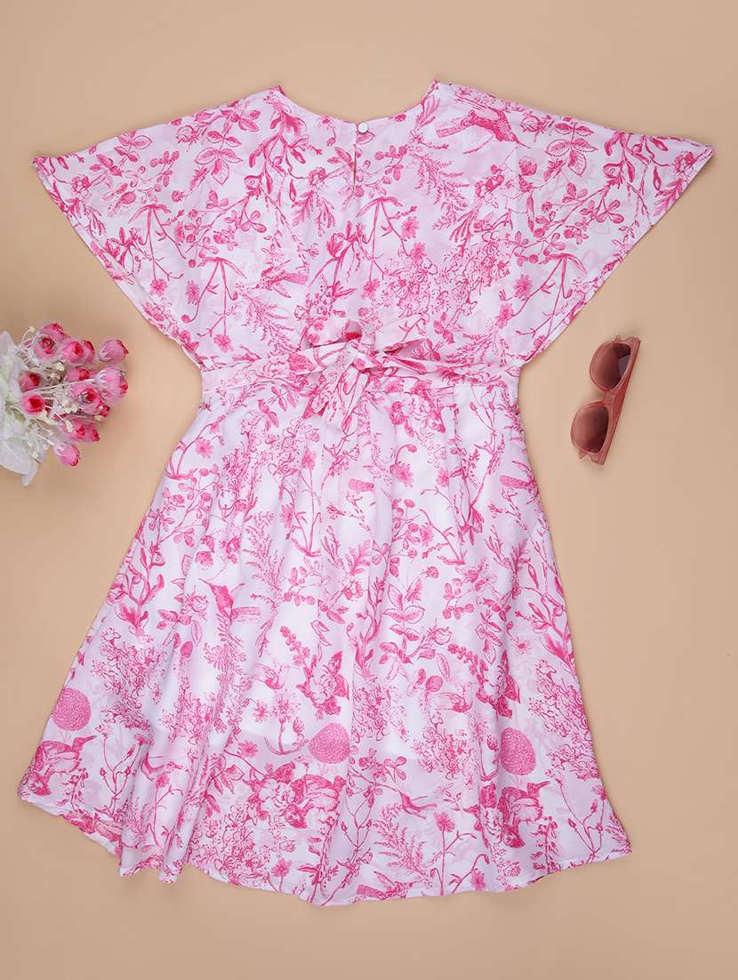 girls printed bell sleeve flared frock - 21983890 -  Standard Image - 1