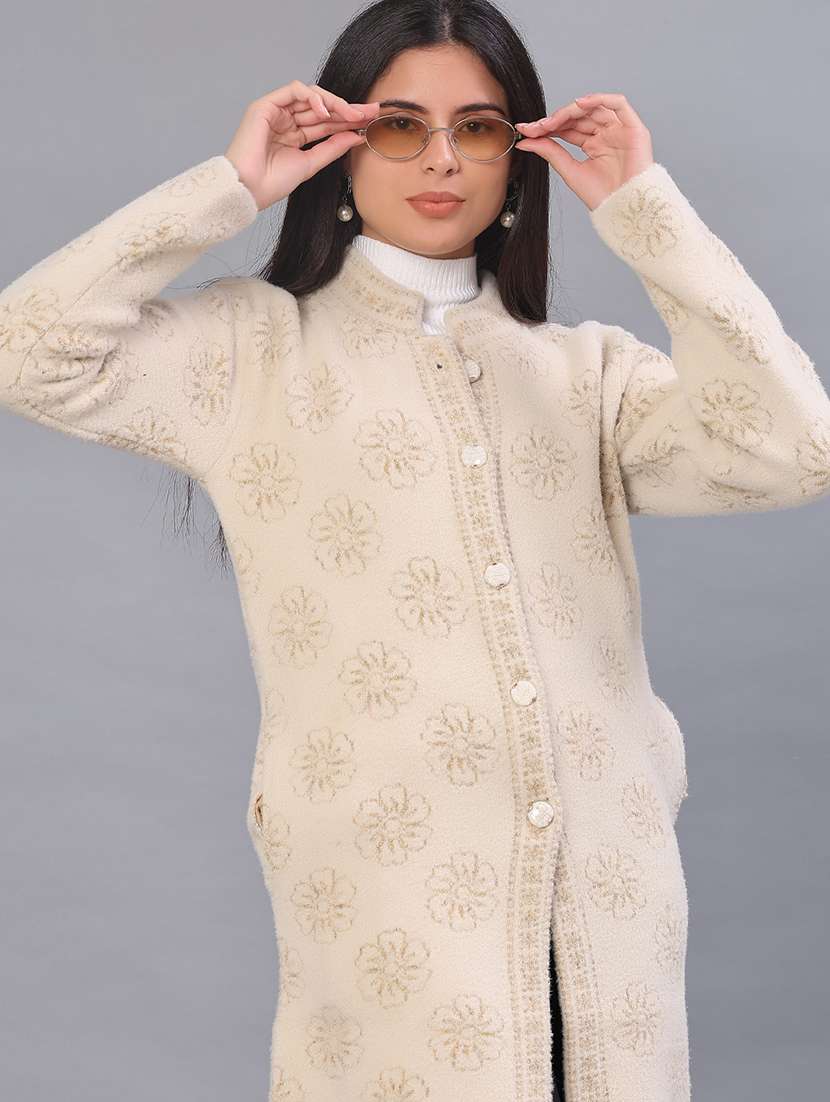 women self design long sleeve cardigan