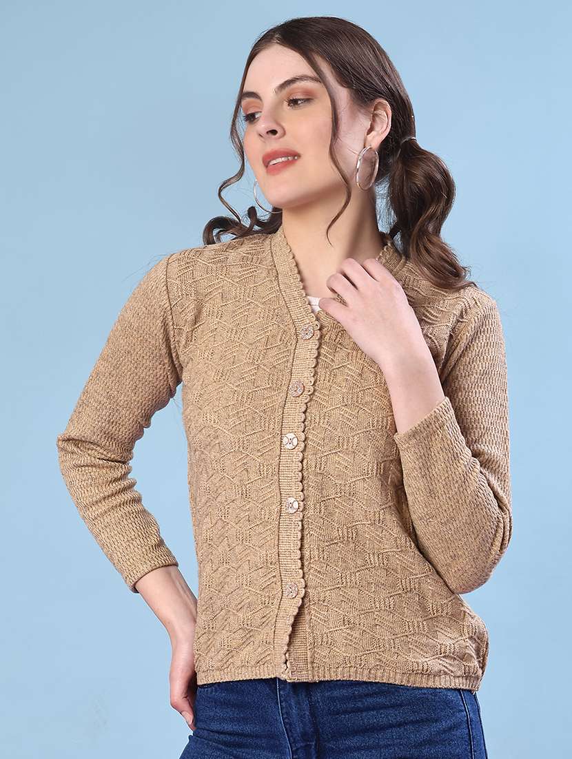 women self design long sleeve cardigan - 21983918 -  Standard Image - 1