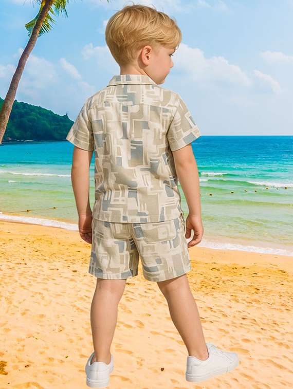 boys printed shirt & shorts co-ord set - 21983926 -  Standard Image - 1