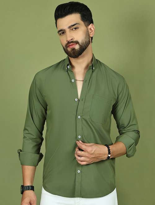 men solid collared long sleeve regular fit shirt - 21984402 -  Standard Image - 0