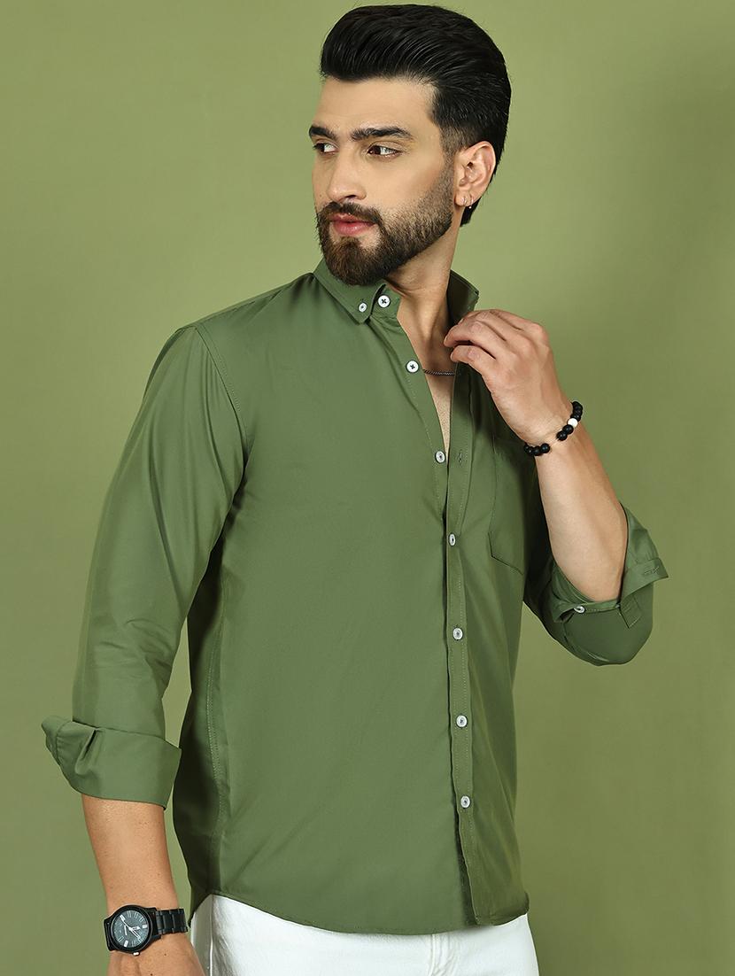 men solid collared long sleeve regular fit shirt - 21984402 -  Standard Image - 1