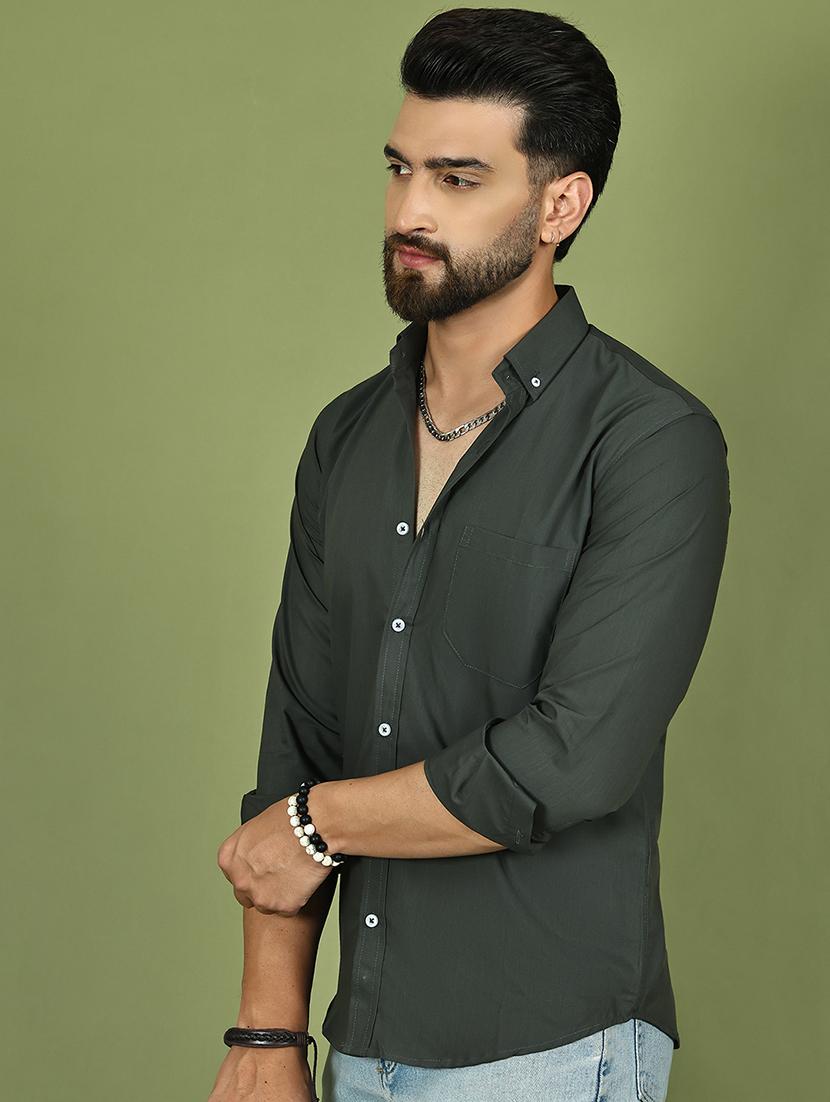 men solid long sleeve slim fit casual shirt - 21984403 - Standard Image - 4