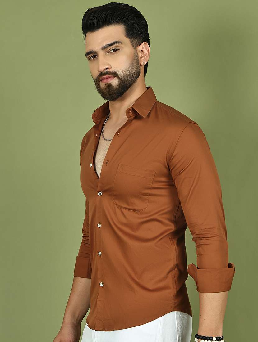 men solid collared long sleeve regular fit shirt - 21984404 -  Standard Image - 4