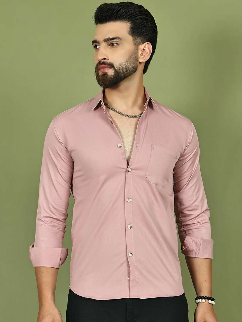 men solid long sleeve slim fit casual shirt - 21984405 - Standard Image - 1